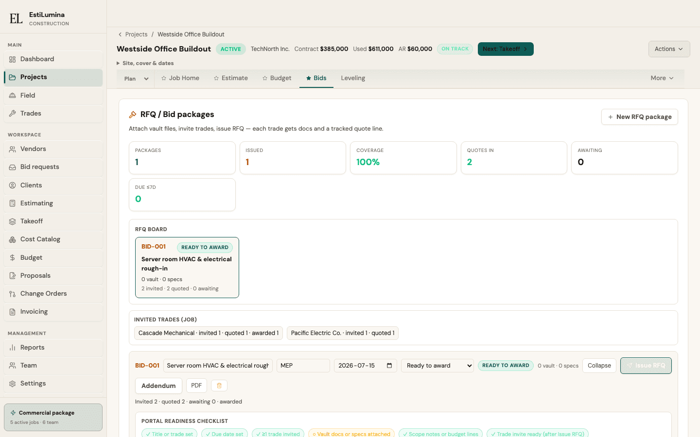 EstiLumina bid requests — live product