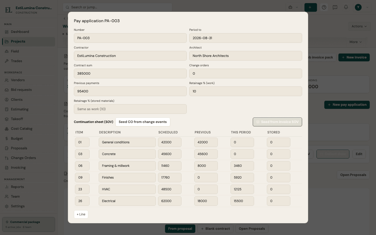 EstiLumina pay applications — live product